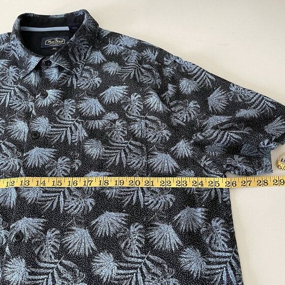 Nat Nast Luxury Originals Silk Blend Shirt Blue Tropical Men's Size XL Palm Leaf - Picture 5 of 10